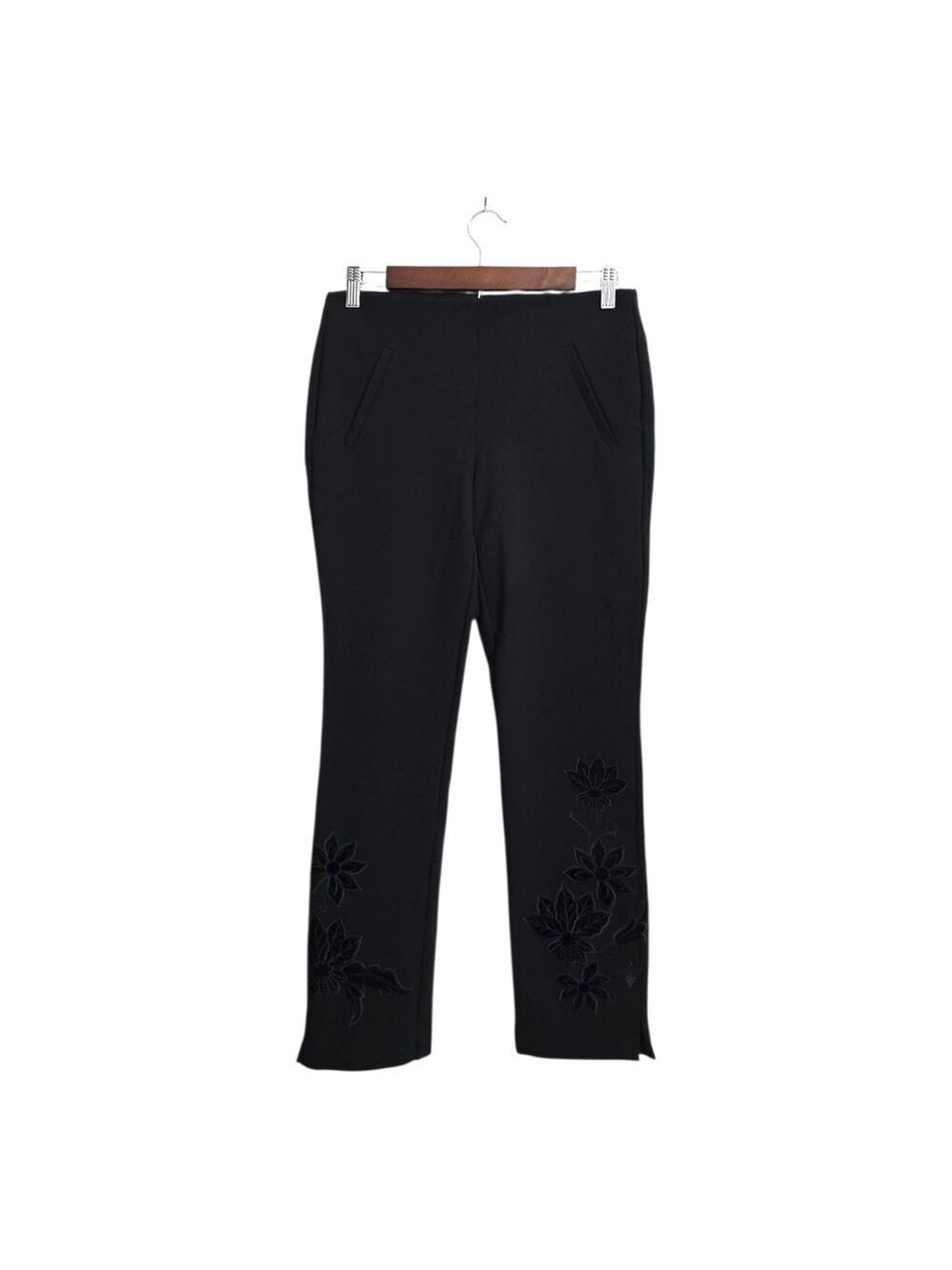 Chico's 360 Juliet Velvet Floral Slim Ankle Ponte Pants Sz 00 (US Sz 2)